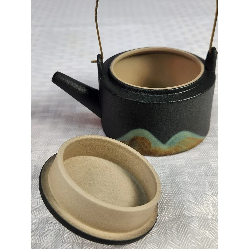Chinese Teapot Handpainted Mountain Scene Gongfu Tea Pot Ceramic